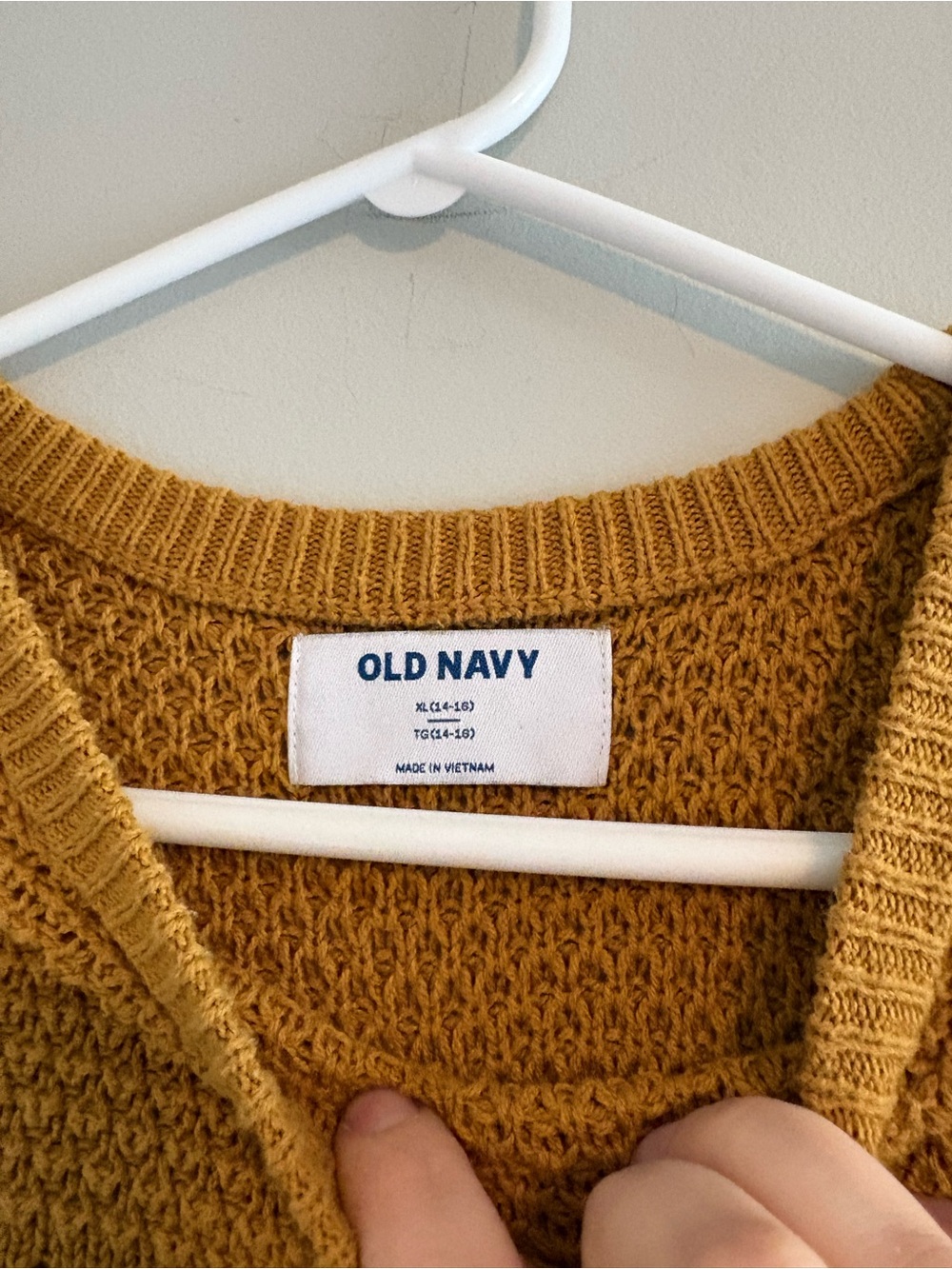 Old Navy Mustard Yellow Textured Knit Sweater Size XL (14–16) - Picture 3 of 4